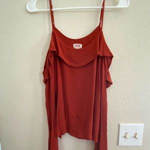 Rust Colored, Off the Shoulder, Long-Sleeved Crop